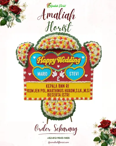 Karangan Papan Bunga Pernikahan di Gayungan